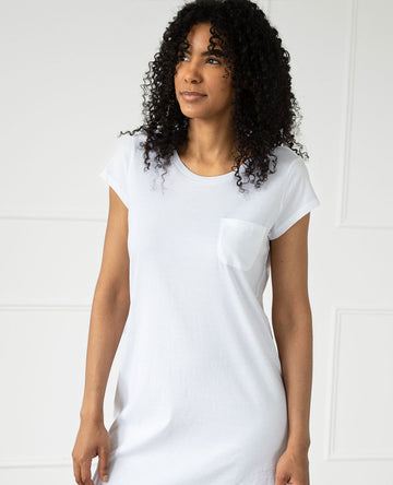 Women's Organic Cotton Sleep shirt- IVOIRE - Little Spruce Organics